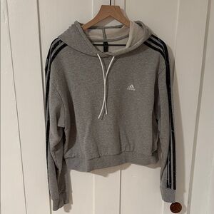Adidas Women's Gray Hoodie with Black Stripes NWOT